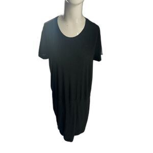 James Perse Blouse Waist Jersey Knit Dress Minimalist Low Maintenance Sz 4 Black